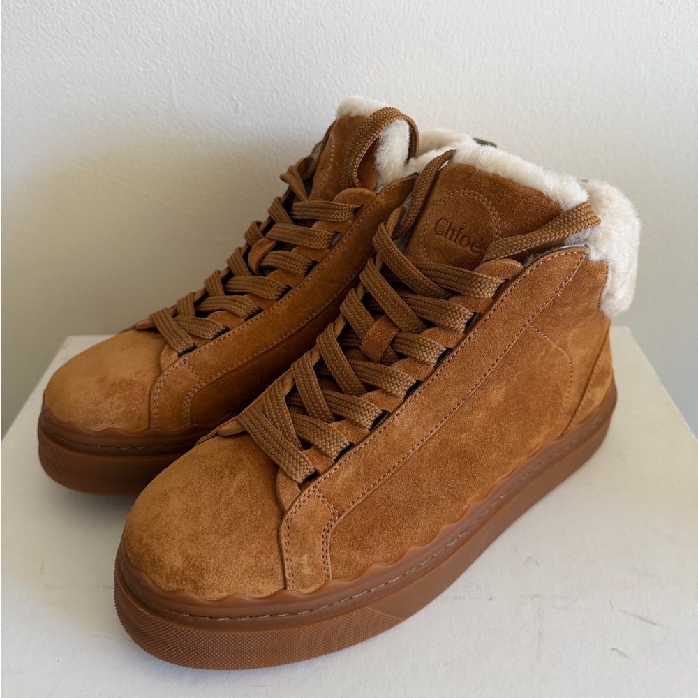 NWT Chloe Tan Suede Sneakers